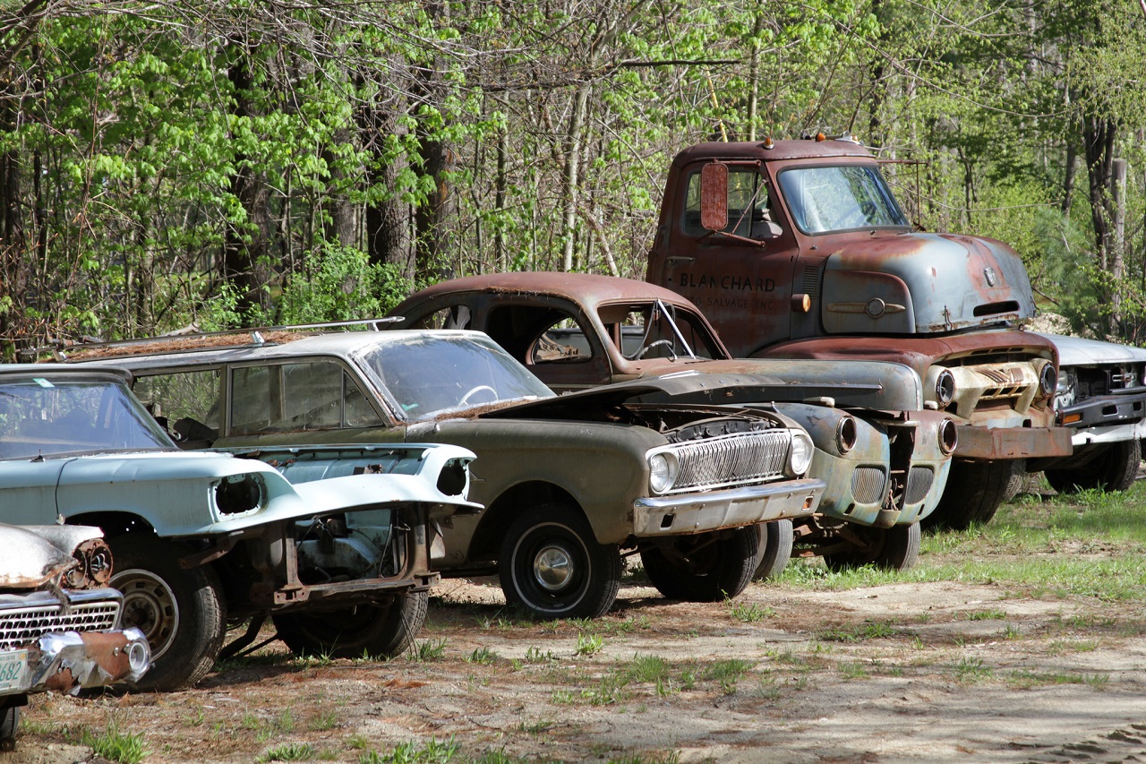 Junk Cars Waiting For Wrecker Service Near Cary NC